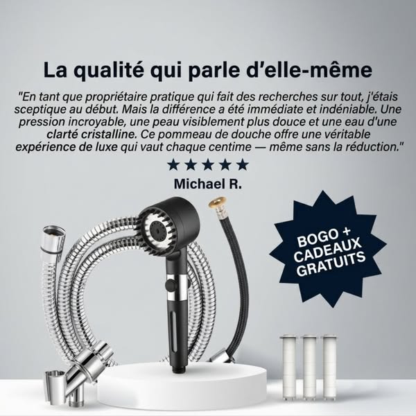 Votre douche mérite mieux que du calcaire et du chlore
