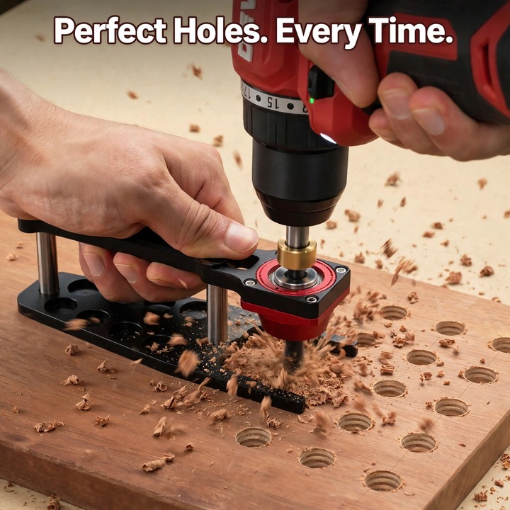 Woodworking Vertical Drilling Guide / Dowel Drilling Jig – Compatible with Pegboards, MFT Tables, and Hole-Boring Applications