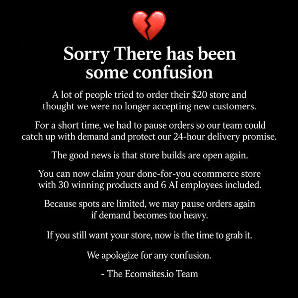 Store builds are open again.