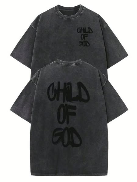 Child Of God Washed Cotton T-Shirt Wash Water Purple-M