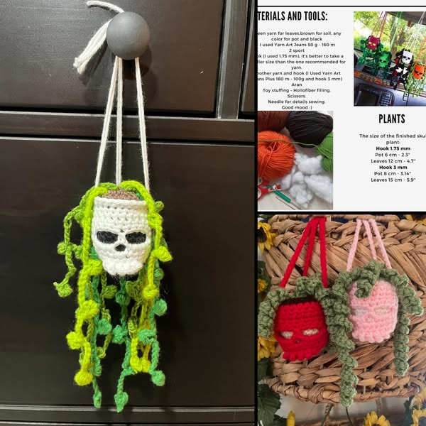 Enchanted Skull Garden Ornament Crochet Pattern