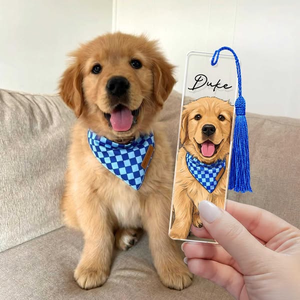 Personalized Portrait From Photo Pet Bookmark, Custom Pet Photo Bookmark with Tassel, Pet Lovers Gift, Book Lovers Gift, Dog Owner Gift