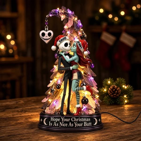 Romantic Kissing Skull Couple Acrylic Light Box - Personalized Christm - Draconer