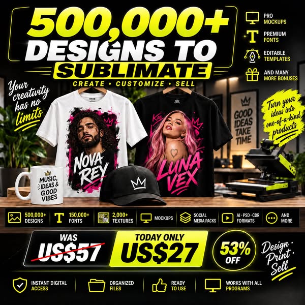 500,000+ Designs — Today Only US$27