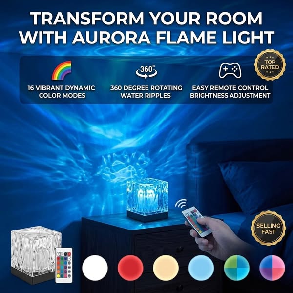 Flame Northern Lights Rotating Mood Light