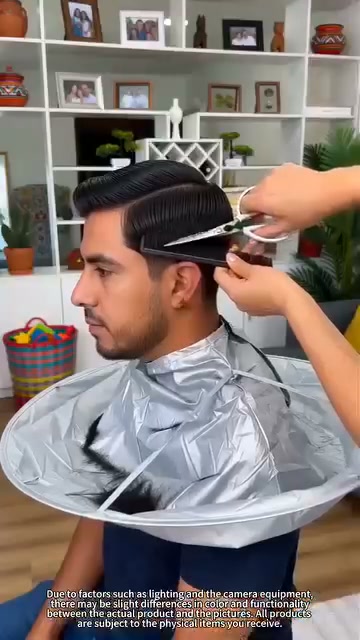 Foldable Hair Catch Cape – Memory Steel Ring for Instant Mess-Free Grooming