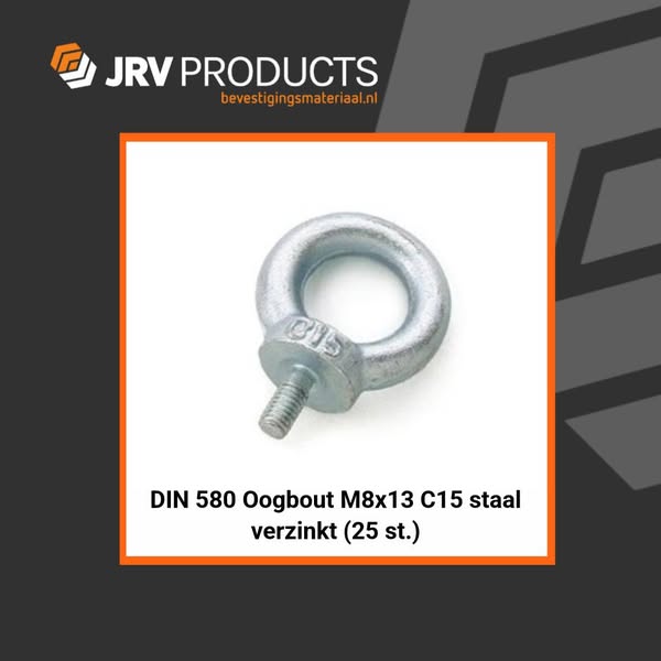 DIN 580 Oogbout M8x13 C15 staal verzinkt (25 st.) - Hardware > Building Materials