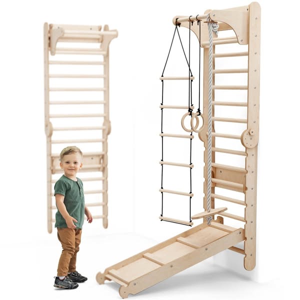 Indoor Wooden Playground for Children - 6in1 Playground + Swings Set + Slide Board