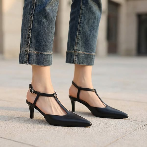 Odelia Leather Heels - 50% Off