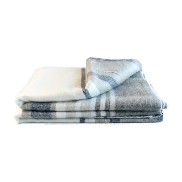 Striped Grays Alpaca Wool Blanket 250 cm x 170 cm