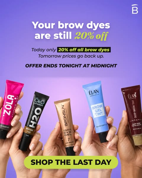 20% OFF all Brow dye & tint
