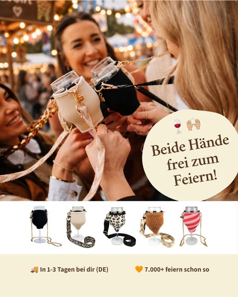 Wein dabei. Hände frei