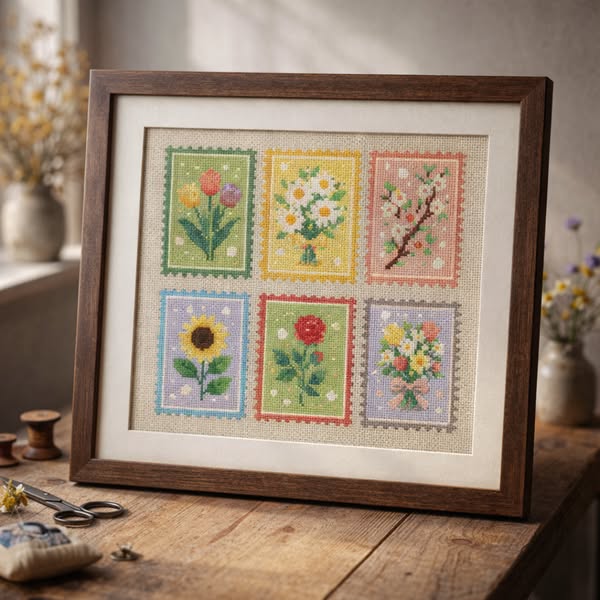 90% Off Spring Stamps Cross Stitch Pattern