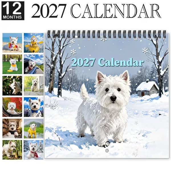 2027 West Highland White Terrier Calendar – 12 Months of Charming Dog Por