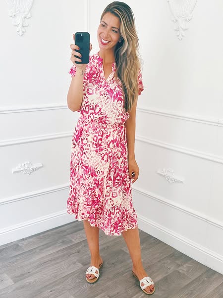 Streep Ruffel Dress Jeans Blauw