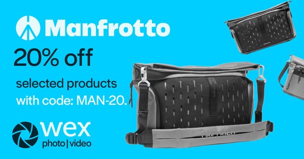 20% off selected Manfrotto bags with code MAN-20