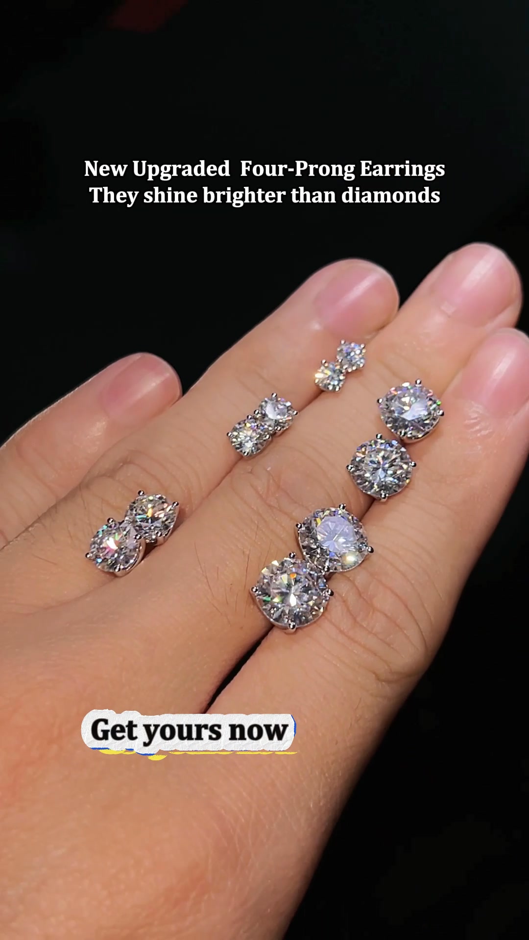 Moissanite Solitaire Four Prong Earrings