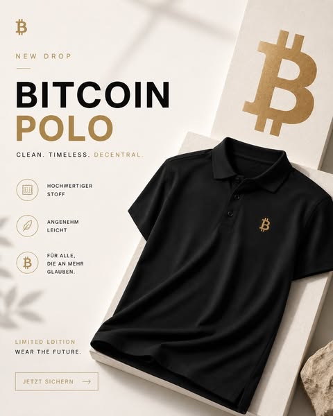 Premium Bitcoin Poloshirt mit Gold Stick
