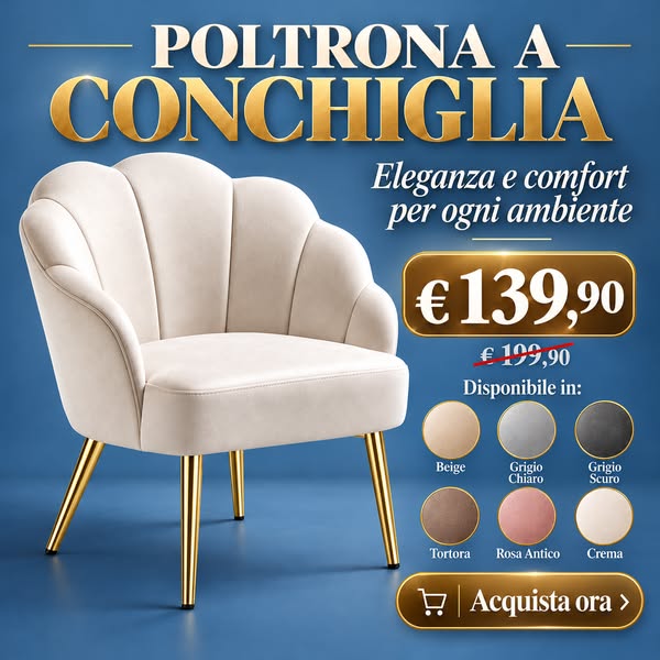 Poltrona a Conchiglia in Velluto: -30% Solo per Pochi Giorni