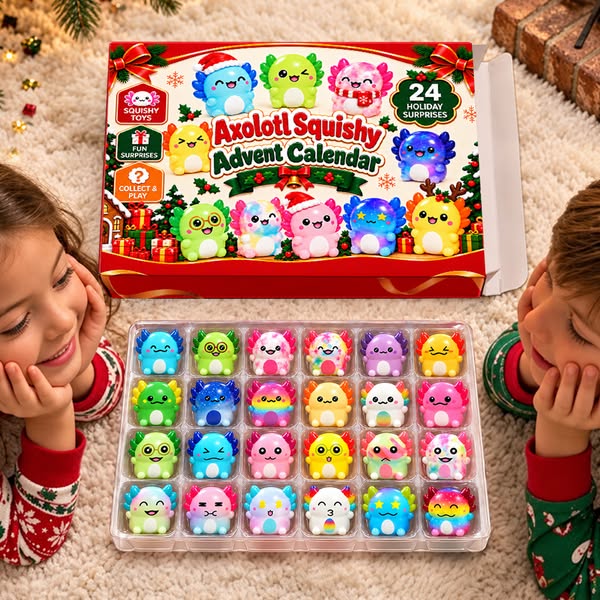 Squishy Axolotl Gift For Kids - Personalized Festive Christmas Countdo