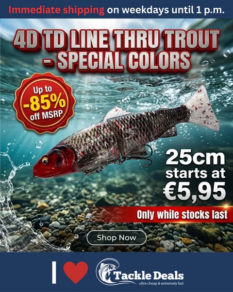 SPECIAL COLOR SAVAGE GEAR 4D TD Line Thru Trout 25cm 180g SS UV Red He, 5,95 €