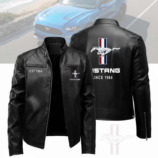 Mustang Special Design Custom Name Leather Jacket