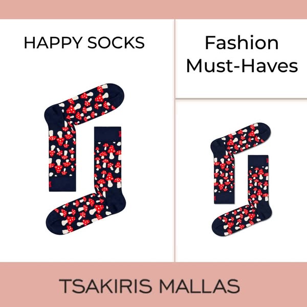 HAPPY SOCKS ανδρικά ΜΠΛΕ ΚΟΚΚΙΝΟ Υφασμα ΚΑΛΤΣΕΣ ΑΝΔΡΙΚΕΣ | Tsakiris Mallas