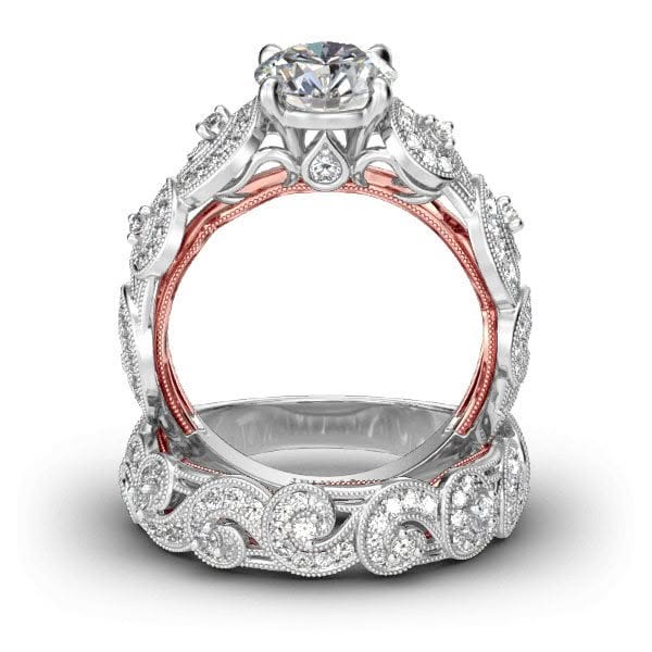 Diamond White Vintage Bridal Sets Round Cut in Sterling Silver