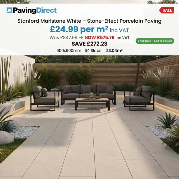 SALE – Stanford Marlstone White Porcelain Paving