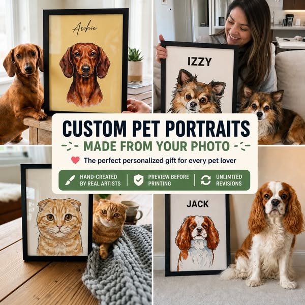 25% OFF Custom Pet Portraits