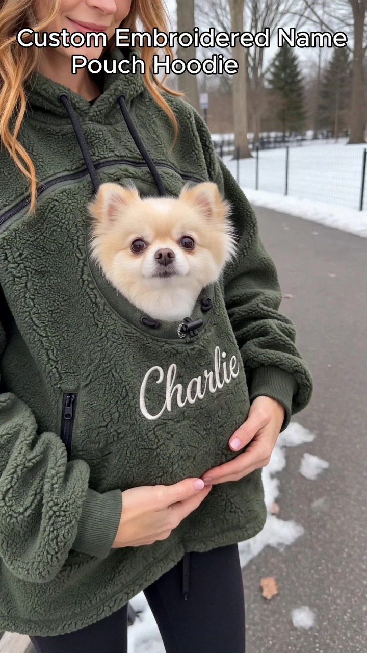 Custom Embroidered Name Pouch Hoodies