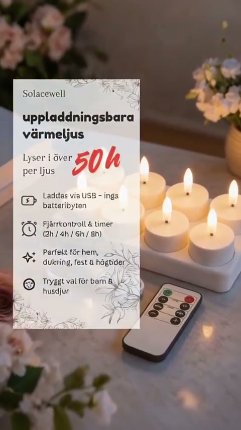 Uppladdningsbara LED-ljus – Säkra, vackra & 50% rabatt