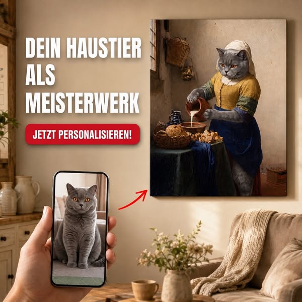 Dein Haustier als Milchmädchen (Vermeer) – Poster & Leinwand | Lil Snouts