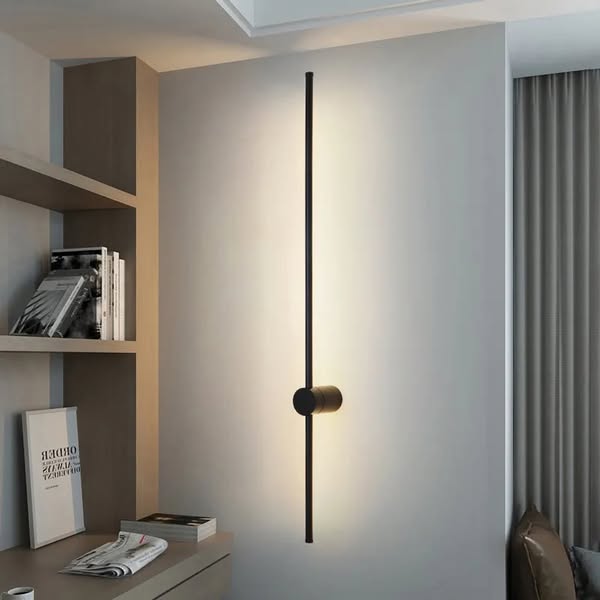Black LED Wall Light (Pair) - Warm Modern Bedroom Lounge Lamp Easy Install