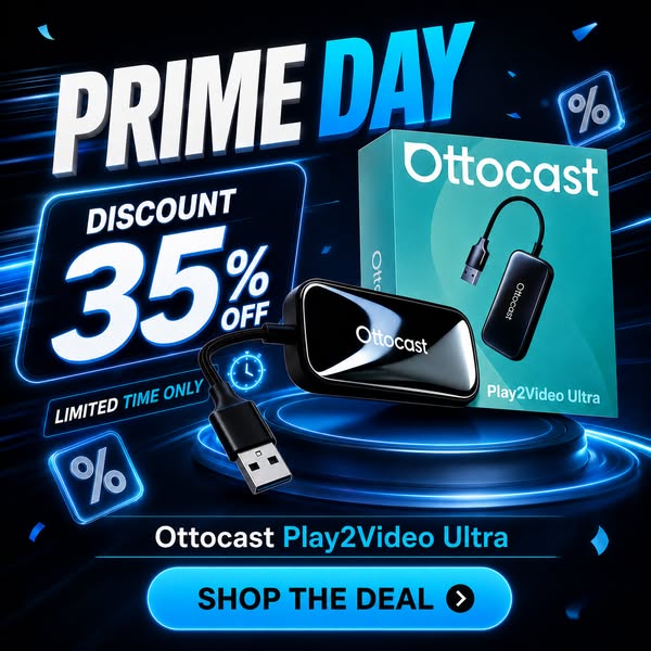 OTTOCAST® Play2Video Ultra | App Hub, Netflix, YouTube, Prime Video & Wireless CarPlay Android Auto