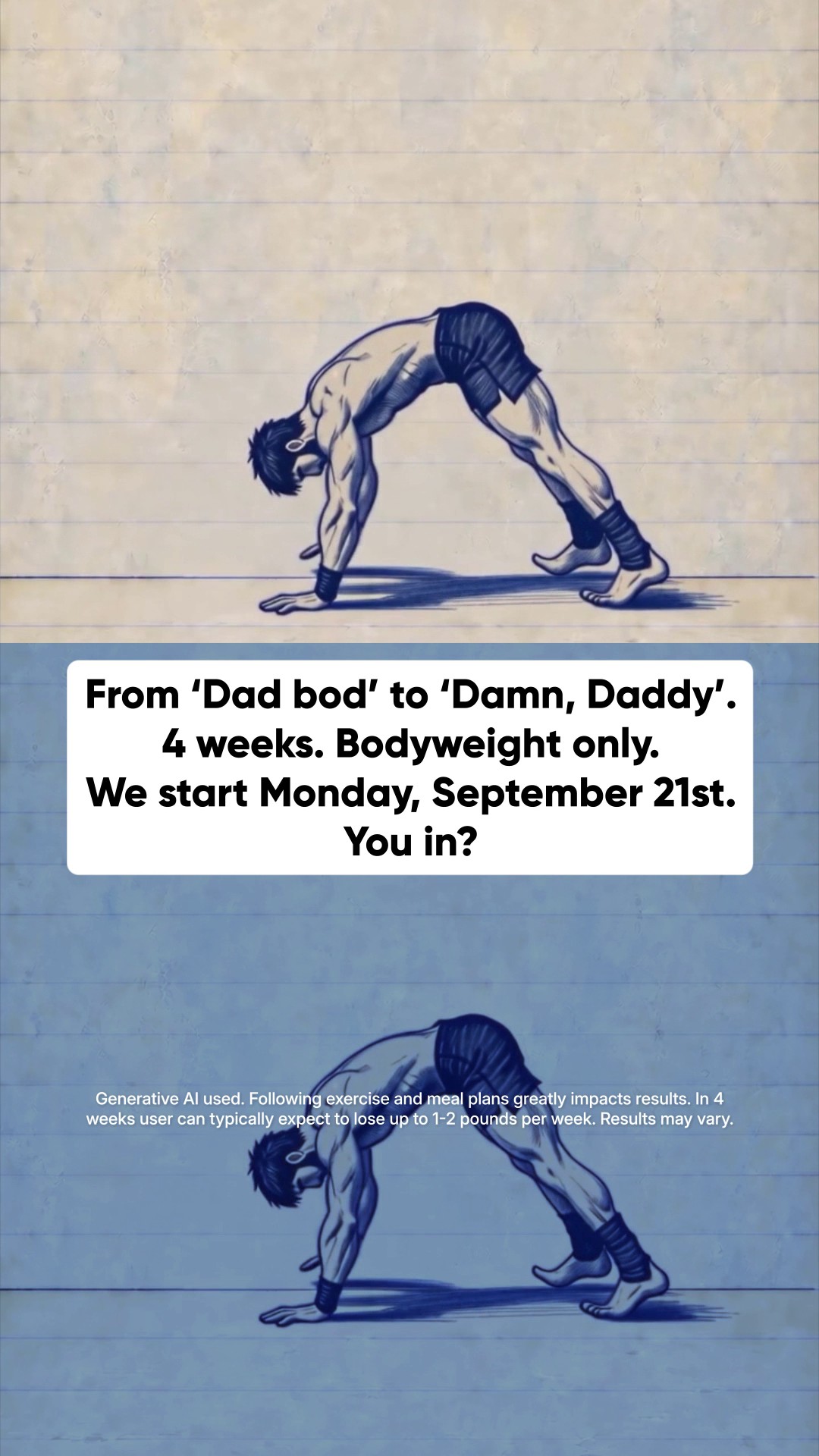 For Big Guys: Start Fifteen Today. Build Steady Strength.