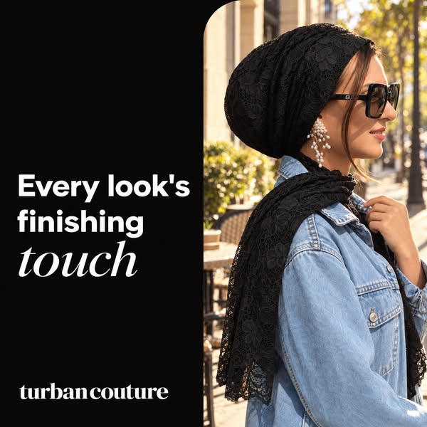 Beanie Wrap Lace - Black