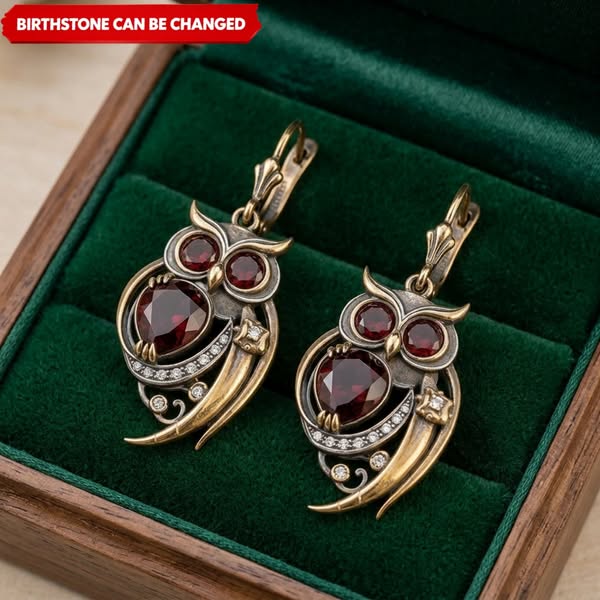 Personalized Owl Birthstone Earrings