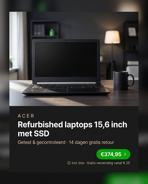 Refurbished laptops 15,6 inch met SSD