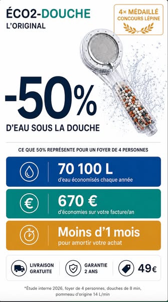 "Le pommeau qui divise votre eau par 2"