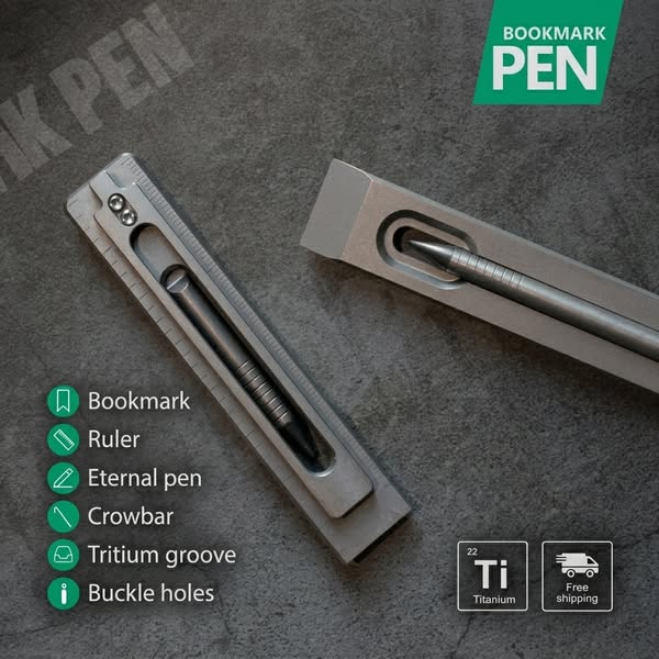 The BookBond Pen-Your Titanium Multitool Bookmark Companion