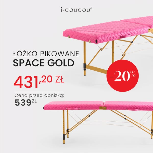 Pikowane łóżko kosmetyczne do stylizacji rzęs Space Gold - RÓŻOWE