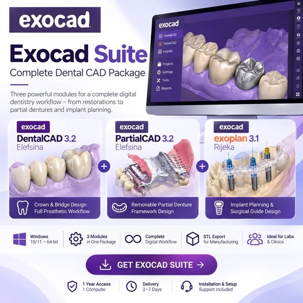 Exocad Complete Suite | DentalCAD + PartialCAD + exoplan