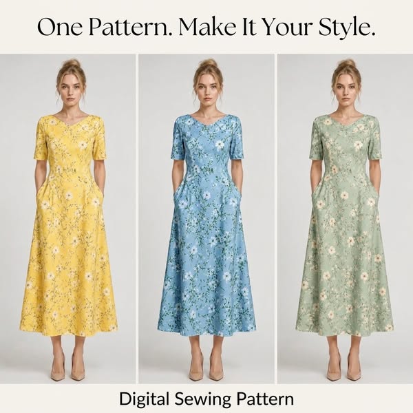 The Fitted Floral Midi Dress Pattern