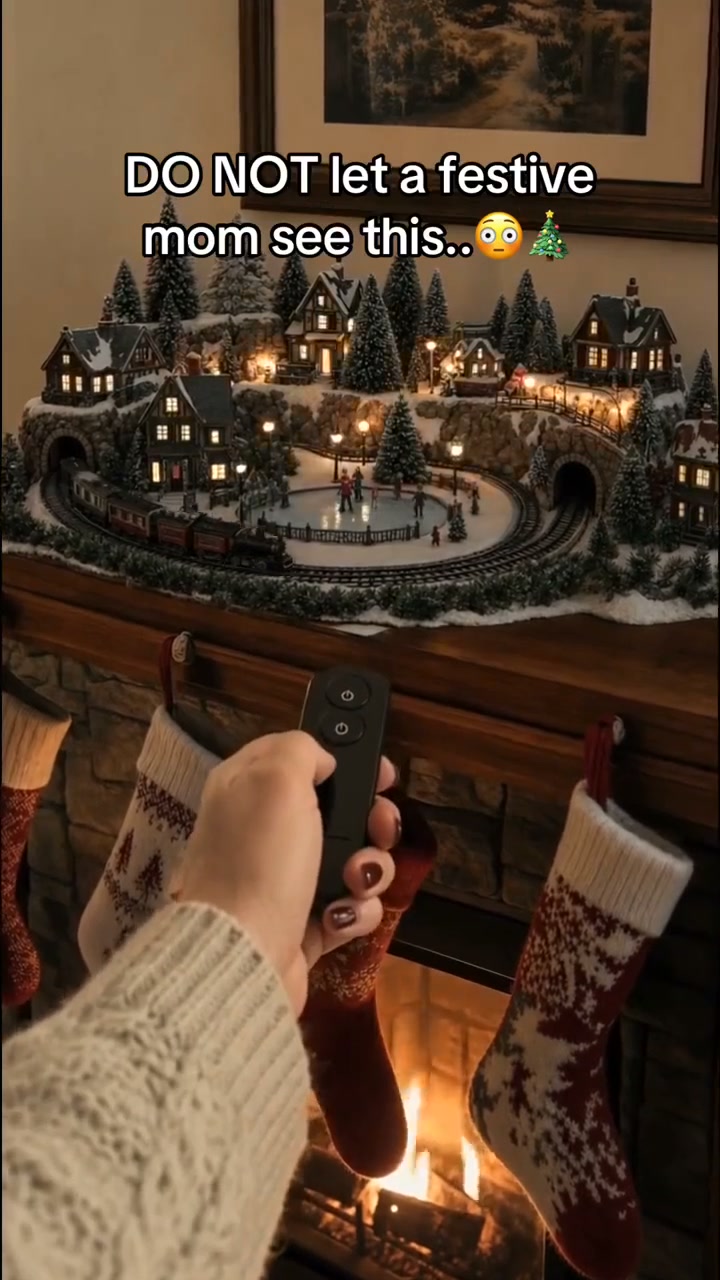 Animated Holiday Train & Ice Rink Scene｜Musical Light‑Up Moving Winter Village Tabletop Decor