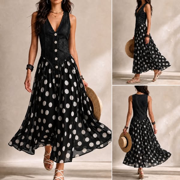 Adeline | Robe Longue à Pois
