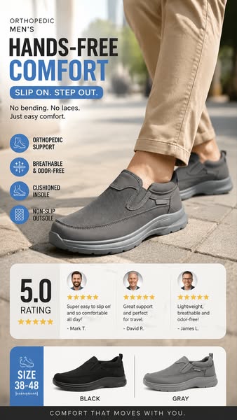 60% OFF NOW! Men's Orthopedic Breathable Slip-On Sneakers - Arch S