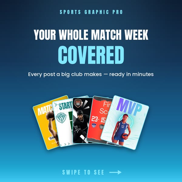 Every post a big club makes — ready in minutes"