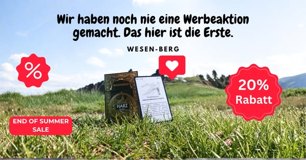Unsere erste Werbeaktion: 20%