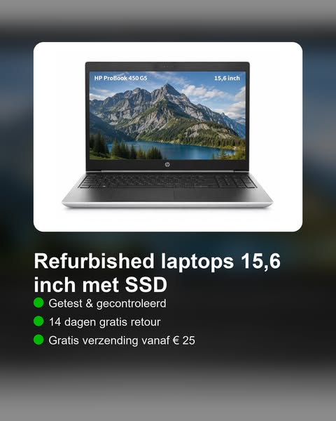 Refurbished laptops 15,6 inch met SSD